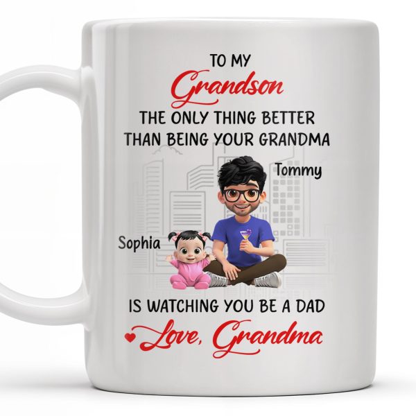 To My Grandson, The Only Thing Better Than Being Your Grandma, Family and Cityscape - Personalized Custom Coffee Mug - GSN057_MG