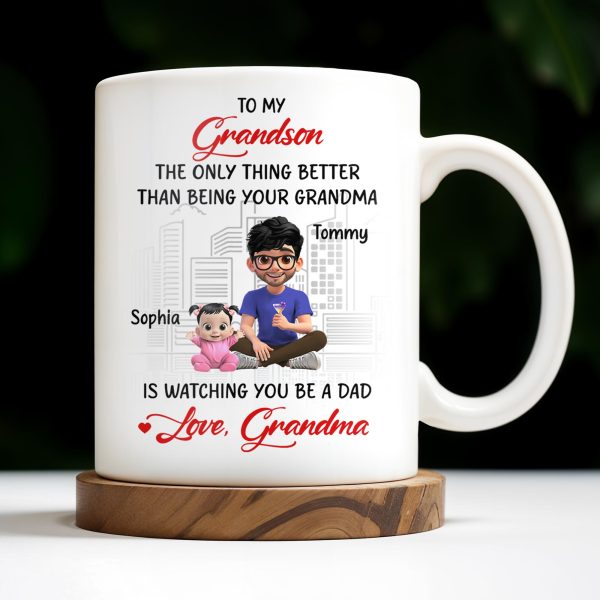 To My Grandson, The Only Thing Better Than Being Your Grandma, Family and Cityscape - Personalized Custom Coffee Mug - GSN057_MG