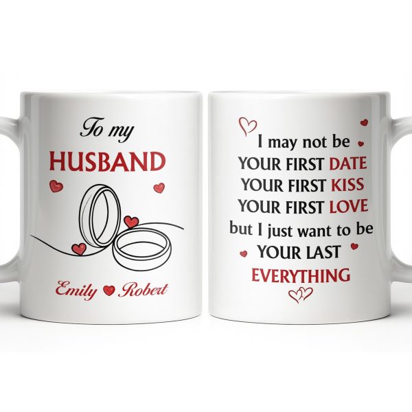 To My Husband, Hearts and Rings Design - Personalized Custom Coffee Mug - CPL1366_MG