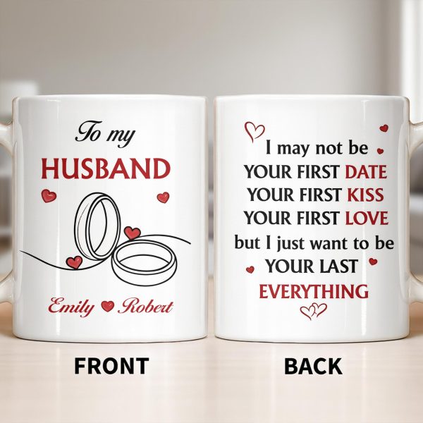 To My Husband, Hearts and Rings Design - Personalized Custom Coffee Mug - CPL1366_MG