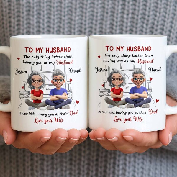 To My Husband, Love From Your Wife Featuring A Loving Couple - Personalized Custom Coffee Mug - CPL1040_MG