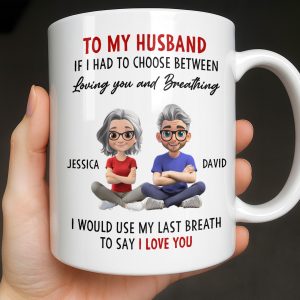 To My Husband, Loving You Over Breathing - Personalized Custom Coffee Mug - CPL1313_MG