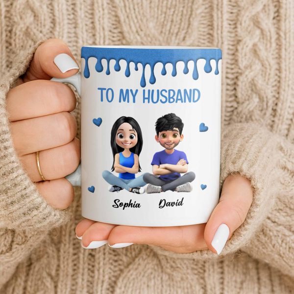 To My Husband, Meeting You Was Fate, Cartoon Couple - Personalized Custom Coffee Mug - CPL1209_MG