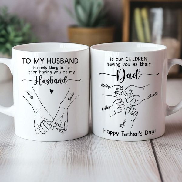 To My Husband Our Children Having You As Their Dad Outline Fist Bumps Personalized Mug