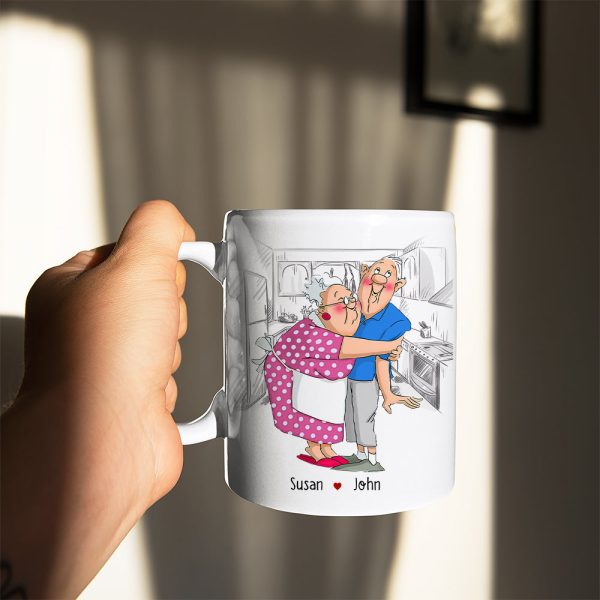 To My Husband You Give Me So Many Reasons To Love You, Anniversary Hugging Old Couple White Mug