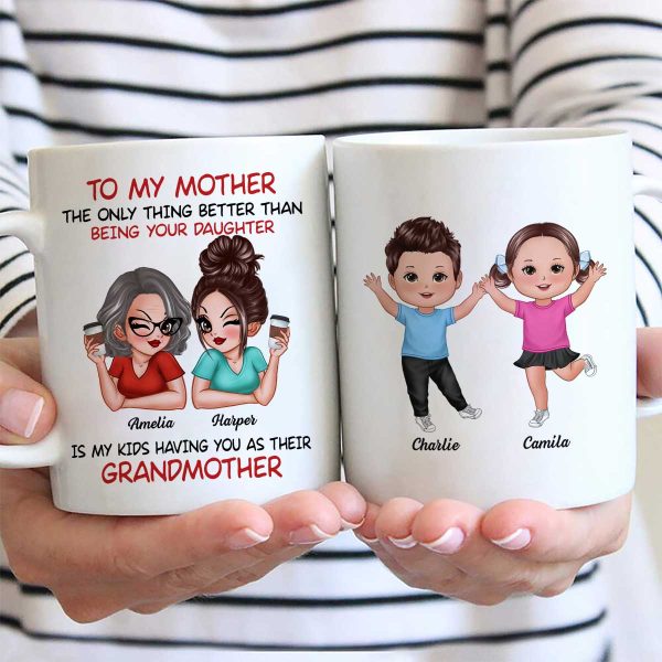 To My Mom Gift From Daughter My Kids Having You As Their Grandmother Personalized Mug