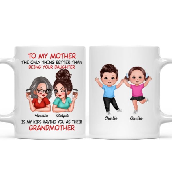 To My Mom Gift From Daughter My Kids Having You As Their Grandmother Personalized Mug
