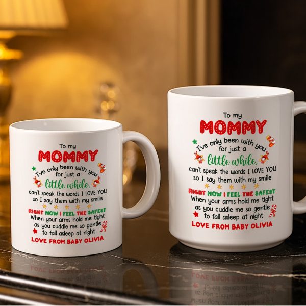 To My Mommy, Christmas Wreath and Baby - Personalized Custom Coffee Mug - KID506_MG