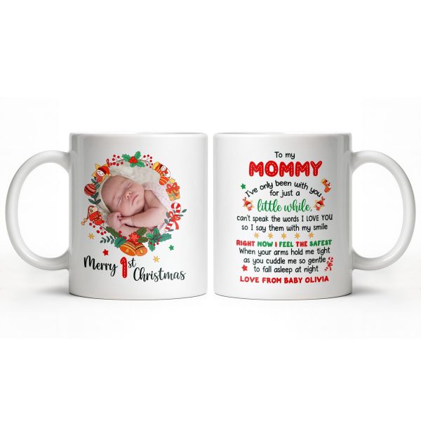 To My Mommy, Christmas Wreath and Baby - Personalized Custom Coffee Mug - KID506_MG