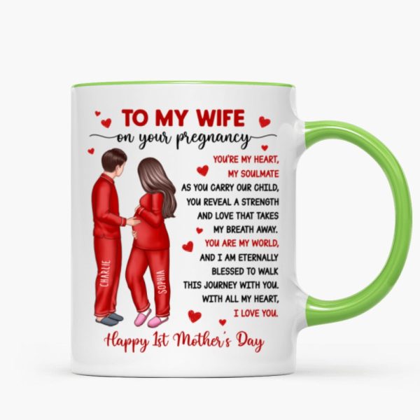 To My Pregnancy Wife Happy First Mother's Day From Husband Personalized Mug, Gift For Pregnant Mom, Expecting Mom