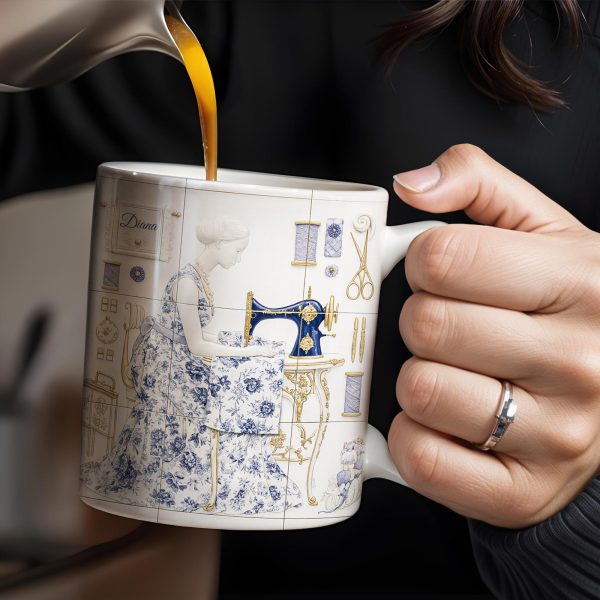 To My Princess In The Tower Inspired By Vintage Sewing Machine and Floral Dress - Personalized Custom Coffee Mug - HOB016_MG