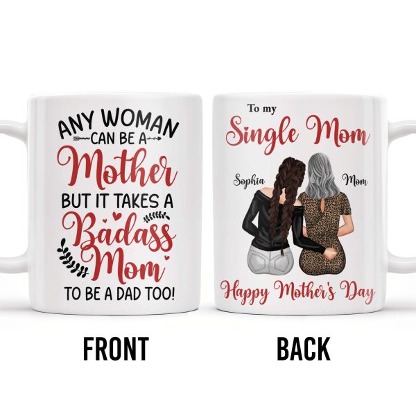 To My Single Mom, Happy Mother's Day, Two Women, Leopard Print - Personalized Custom Coffee Mug - MOM074_MG