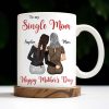 To My Single Mom, Happy Mother's Day, Two Women, Leopard Print - Personalized Custom Coffee Mug - MOM074_MG