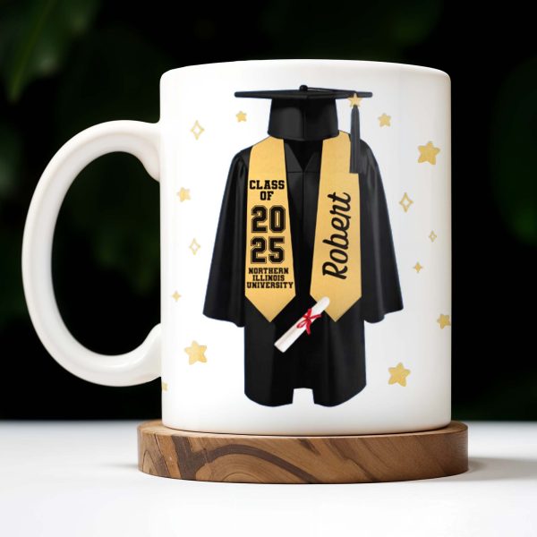 To My Son, Always Remember You Are Braver, Graduation Robe and Stars - Personalized Custom Coffee Mug - GRAD318_MG