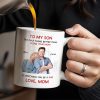 To My Son City Silhouette Custom Mug - Personalized Custom Coffee Mug - SON031_MG