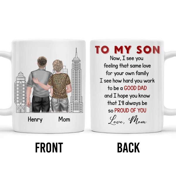 To My Son, City Skyline, People, Good Dad - Personalized Custom Coffee Mug - SON057_MG