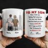 To My Son, City Skyline, People, Good Dad - Personalized Custom Coffee Mug - SON057_MG