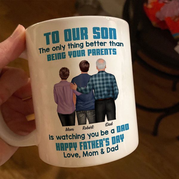 To My Son From Mom Dad Blue Tone Personalized Mug| Heartfelt Father's Day Gift For Son