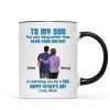 To My Son From Mom Dad Blue Tone Personalized Mug| Heartfelt Father's Day Gift For Son