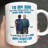 To My Son From Mom Dad Blue Tone Personalized Mug| Heartfelt Father's Day Gift For Son