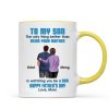 To My Son From Mom Dad Blue Tone Personalized Mug| Heartfelt Father's Day Gift For Son