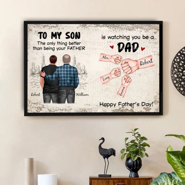 "To My Son I Will Always Carry You in My Heart" Personalized Poster, Heartfelt Gift from Mom Dad