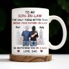 To My Son-In-Law The Only Thing Better Than Being Your Father-In-Law, Cityscape and Two Men - Personalized Custom Coffee Mug - SON041_MG