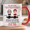 To My Son My Heart's Treasure - Personalized Mug - Christmas Gift from Dad to Son