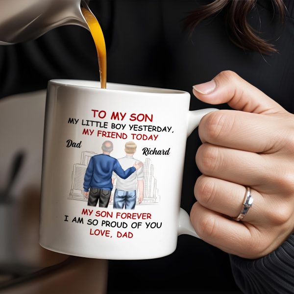To My Son My Little Boy Yesterday, My Friend Today, Father And Son, Cityscape - Personalized Custom Coffee Mug - SON039_MG