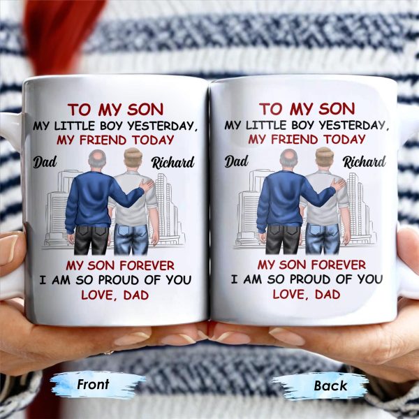 To My Son My Little Boy Yesterday, My Friend Today, Father And Son, Cityscape - Personalized Custom Coffee Mug - SON039_MG
