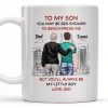 To My Son, You May Be Big Enough To Bench-Press Me, Father And Son, Urban Skyline - Personalized Custom Coffee Mug - SON051_MG