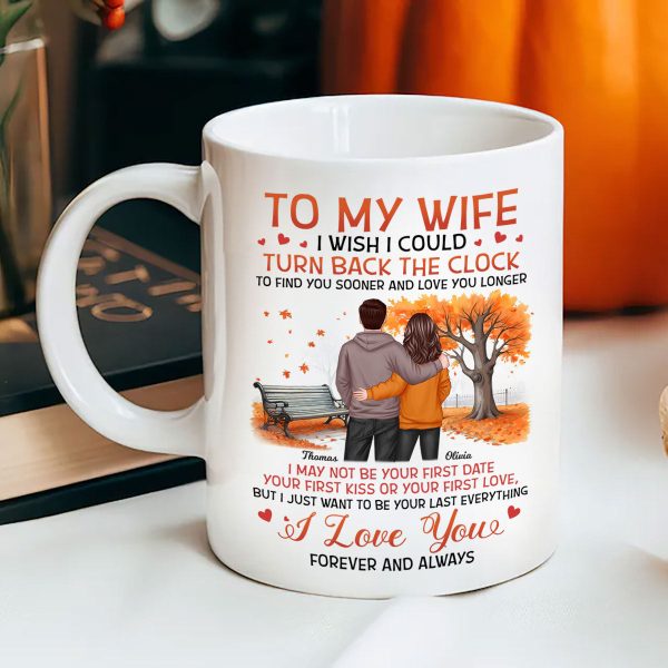 To My Wife Husband Couple Standing Back View Fall Season, Personalized Mug