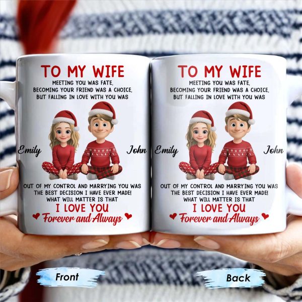 To My Wife, Meeting You Was Fate, Love Forever And Always, Cartoon Couple - Personalized Custom Coffee Mug - CPL988_MG