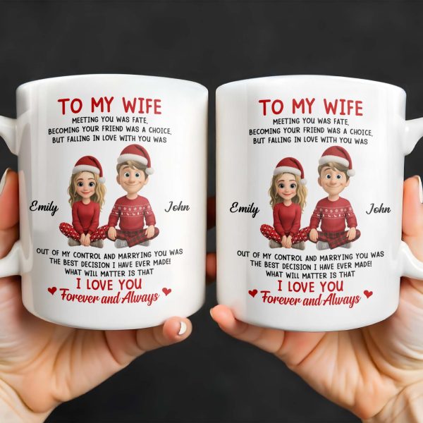 To My Wife, Meeting You Was Fate, Love Forever And Always, Cartoon Couple - Personalized Custom Coffee Mug - CPL988_MG