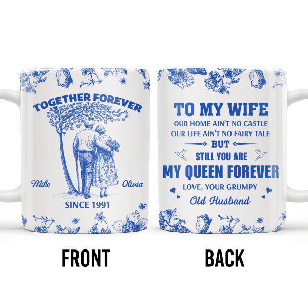 To My Wife You Are My Queen Forever Hearts and Birds Design - Personalized Custom Coffee Mug - CPL513_MG