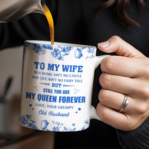 To My Wife You Are My Queen Forever Hearts and Birds Design - Personalized Custom Coffee Mug - CPL513_MG