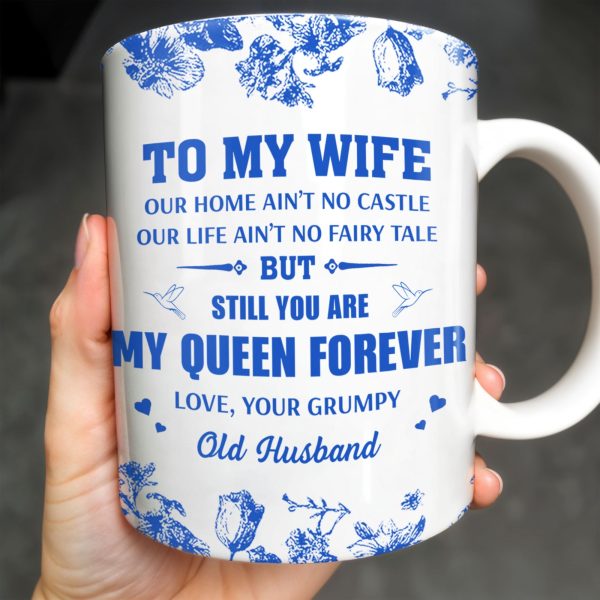 To My Wife You Are My Queen Forever Hearts and Birds Design - Personalized Custom Coffee Mug - CPL513_MG