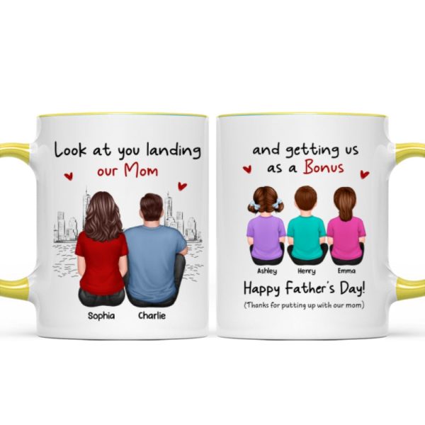To Our Bonus Dad Funny Gift Personalized Mug, Gift For Bonus Dad