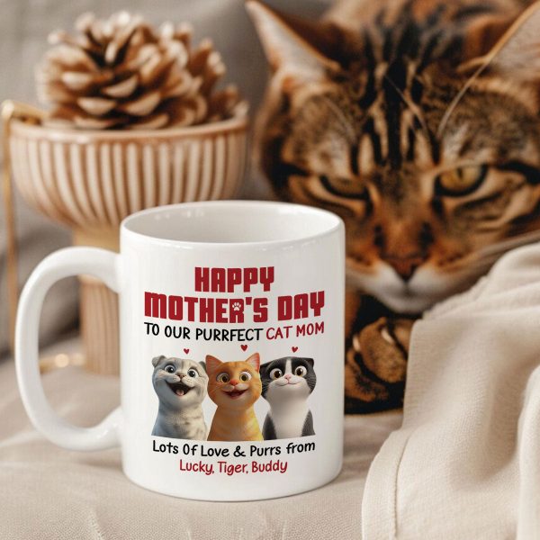To Our Perfect Cat Mom Adorable Cartoon Cats Personalized Mug, Unique Gifts For Cat Moms