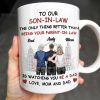 To Our Son-In-Law, The Only Thing Better Than Being Your Parent-In-Law, Family and Cityscape - Personalized Custom Coffee Mug - SON042_MG