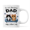 To Pawsome Dad Watercolor Cute Cat Sitting On Sofa Personalized Mug