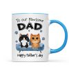 To Pawsome Dad Watercolor Cute Cat Sitting On Sofa Personalized Mug
