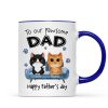 To Pawsome Dad Watercolor Cute Cat Sitting On Sofa Personalized Mug