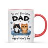 To Pawsome Dad Watercolor Cute Cat Sitting On Sofa Personalized Mug