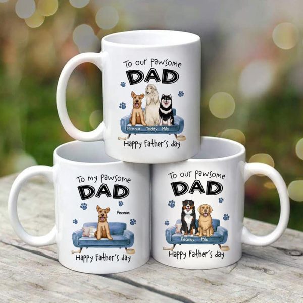 To Pawsome Dog Dad Happy Father's Day Personalized Mug