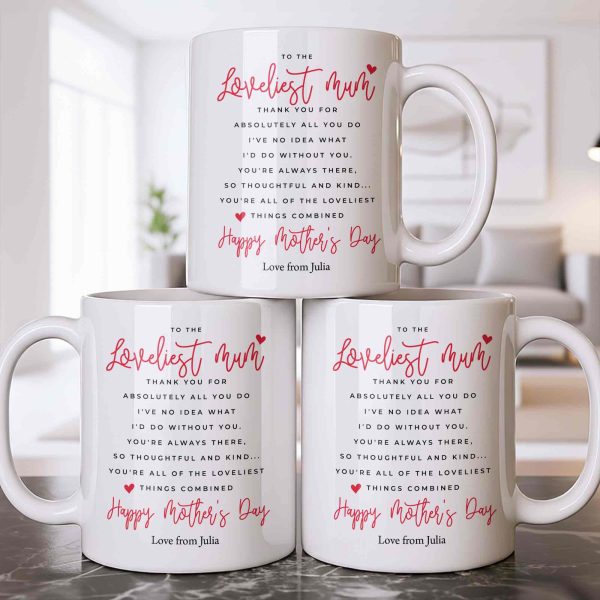 To The Loveliest Mum With Hearts - Personalized Custom Coffee Mug - MOM154_MG