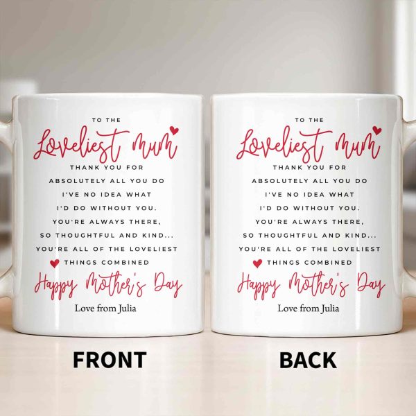 To The Loveliest Mum With Hearts - Personalized Custom Coffee Mug - MOM154_MG