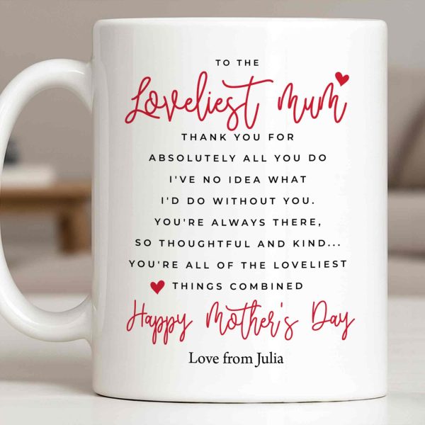 To The Loveliest Mum With Hearts - Personalized Custom Coffee Mug - MOM154_MG