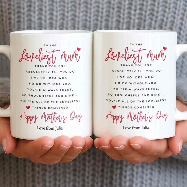 To The Loveliest Mum With Hearts - Personalized Custom Coffee Mug - MOM154_MG