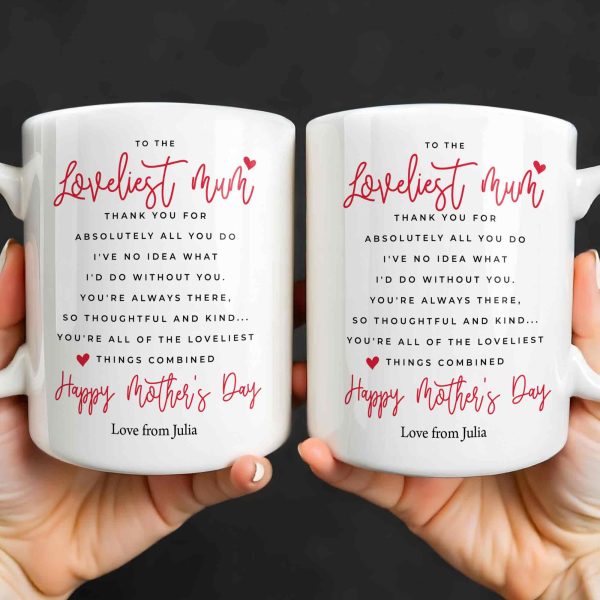 To The Loveliest Mum With Hearts - Personalized Custom Coffee Mug - MOM154_MG